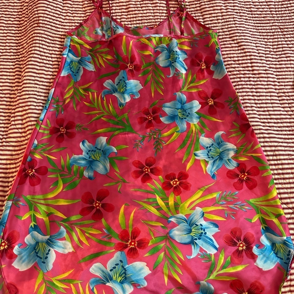 Secret Treasures Pink and Blue Chemise with Tropical Floral Design